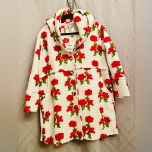 DAVI & DANI Women's Red Floral Teddy Jacket, Sz S